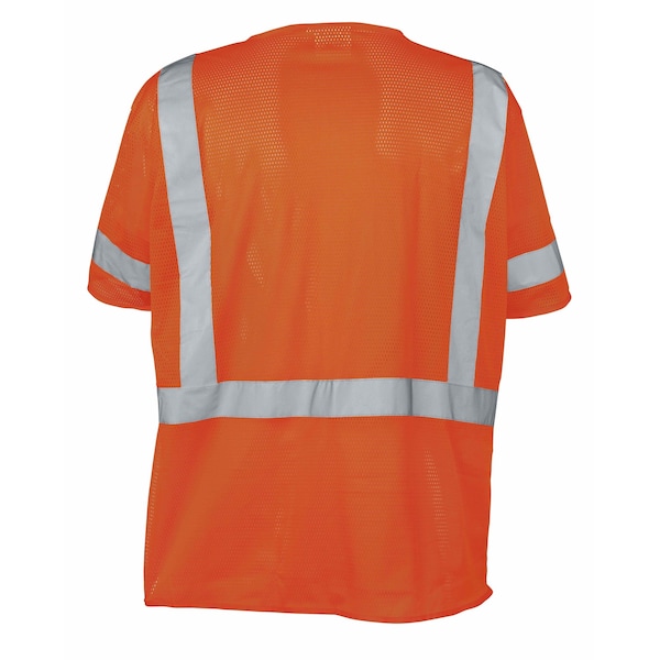 Polyester Mesh Safety Vest Class 3 W/ 3 Pockets (Orange/3X-Large)